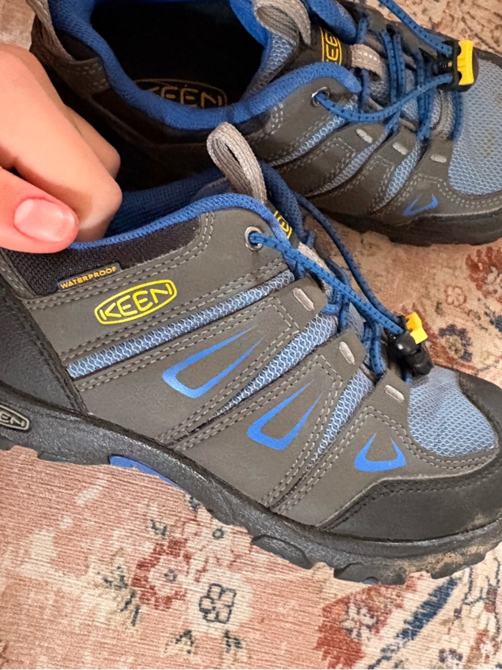 KEEN Kids Gray and Blue Waterproof Trail Sneakers